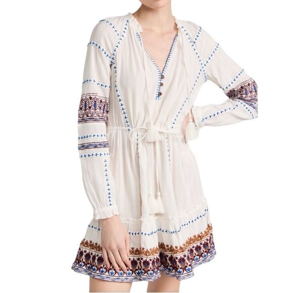 Veronica Beard short white long sleeve boho style dress size medium - Picture 2 of 15